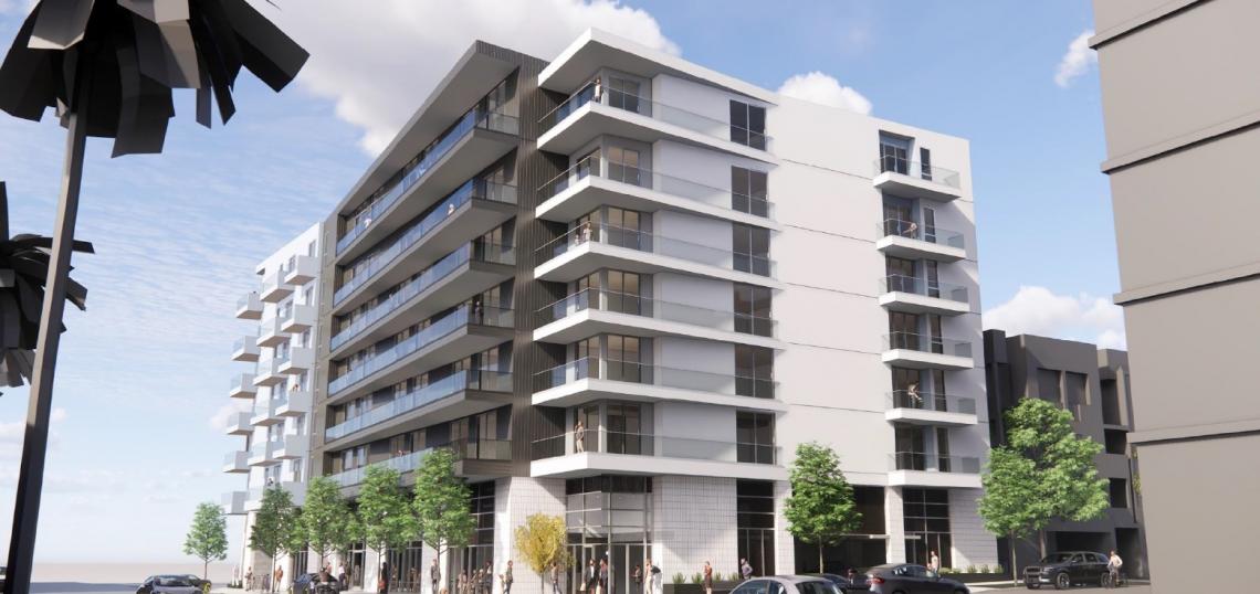 Eight-story, 112-unit development rising at 10401 Washington